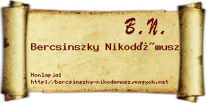 Bercsinszky Nikodémusz névjegykártya